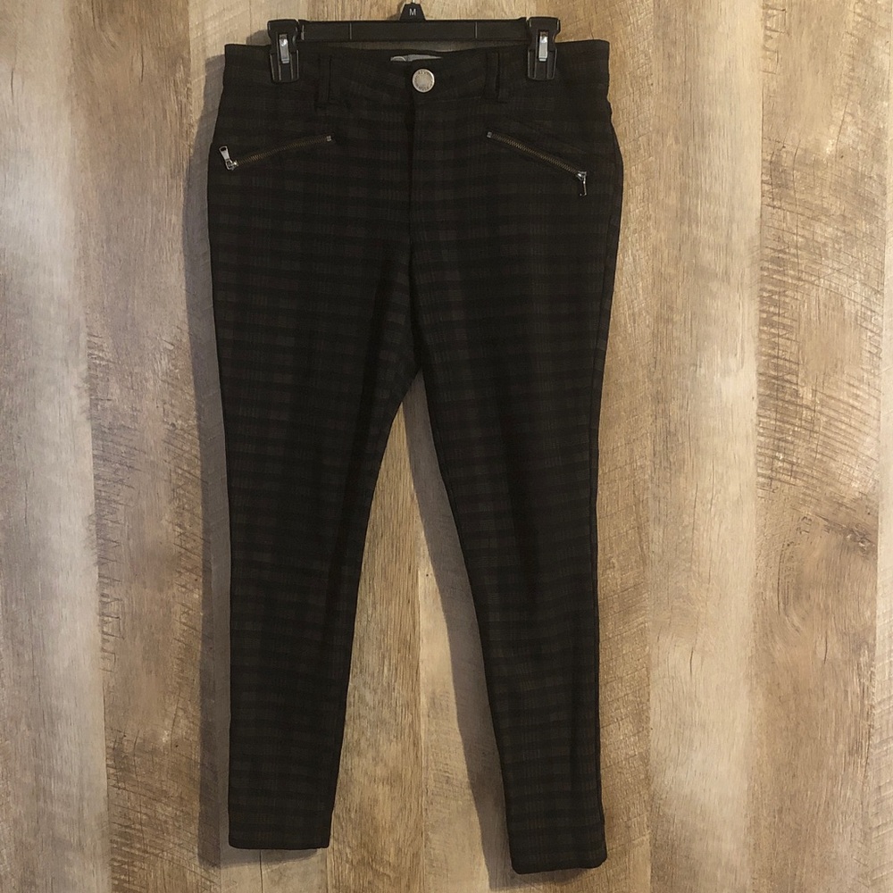 Wit & Wisdom Black Plaid Ankle Skinny Jeans with Zip Pockets